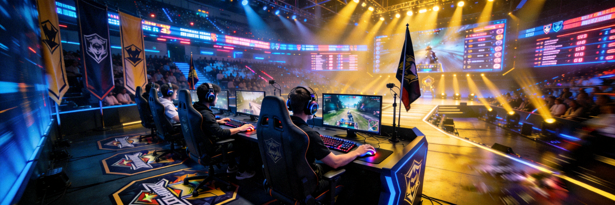 电竞比赛现场氛围 - 选手在聚光灯下专注操作